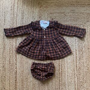 La Coqueta Charming Checkered Kids Dress and Bloomers Set